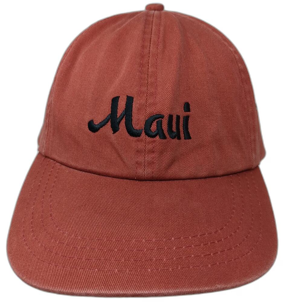 Nissin Baseball Cap Red One Size Maui Embroidered Hat Slideback Hawaii Souvenir